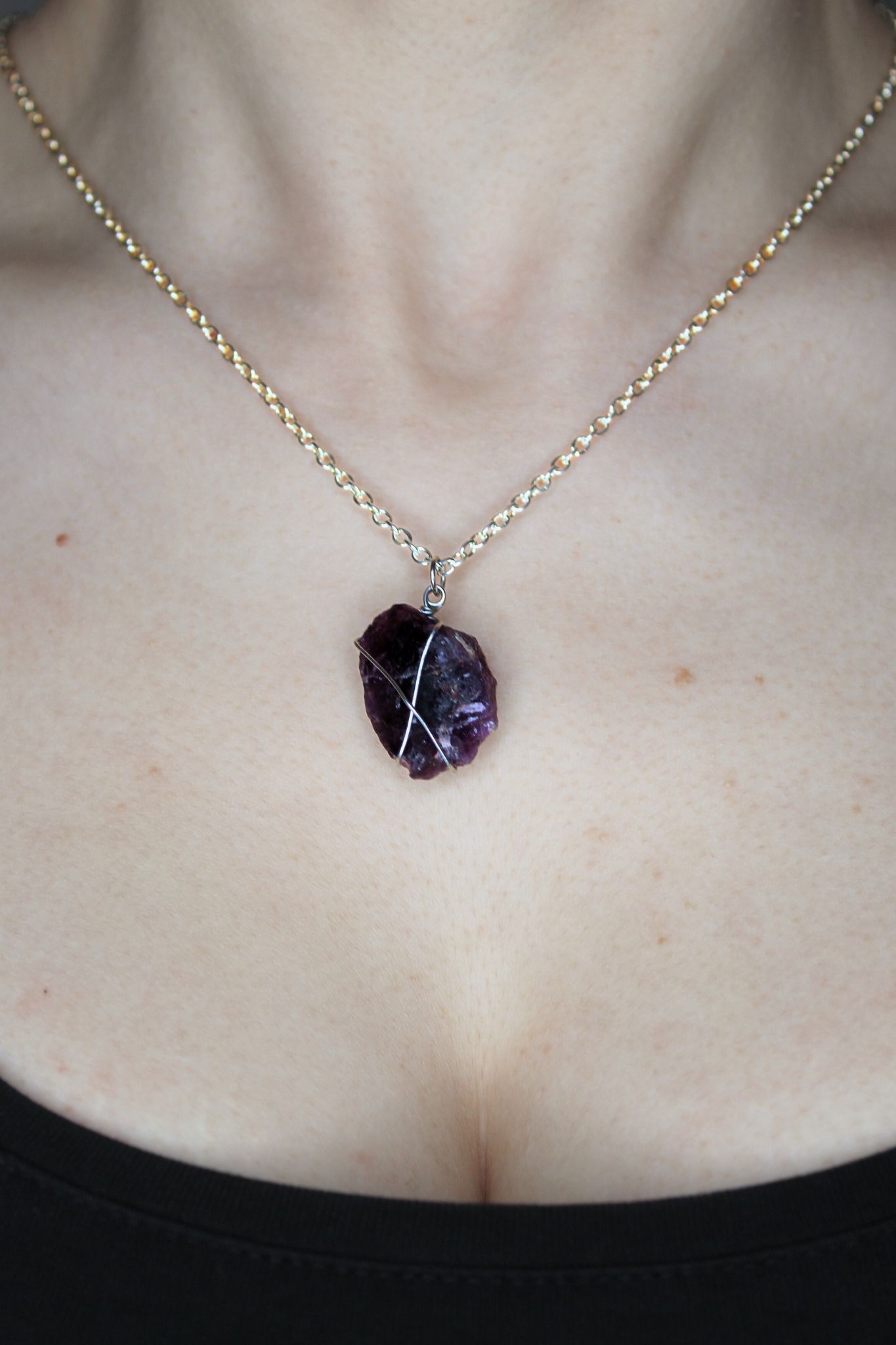 Wire-Wrapped Amethyst Pendant Necklace - Image 4
