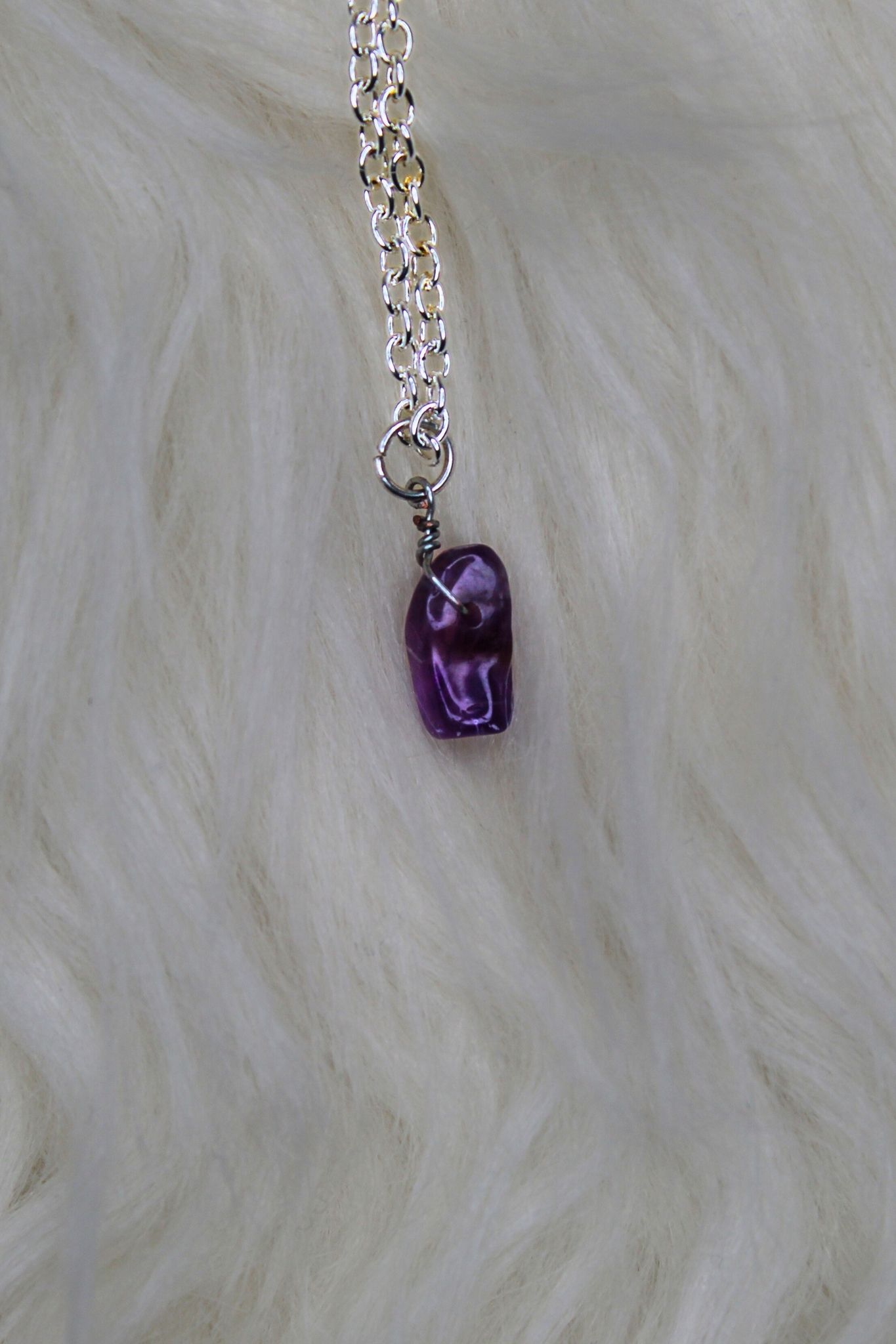 Small Amethyst Wire-Wrapped Pendant Necklace - Image 3
