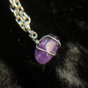 Oval Amethyst Wire-Wrapped Pendant Necklace