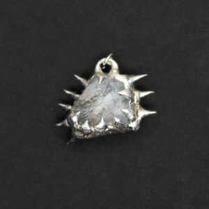 Soft Soldered Spiked Gray Stone Pendant Necklace