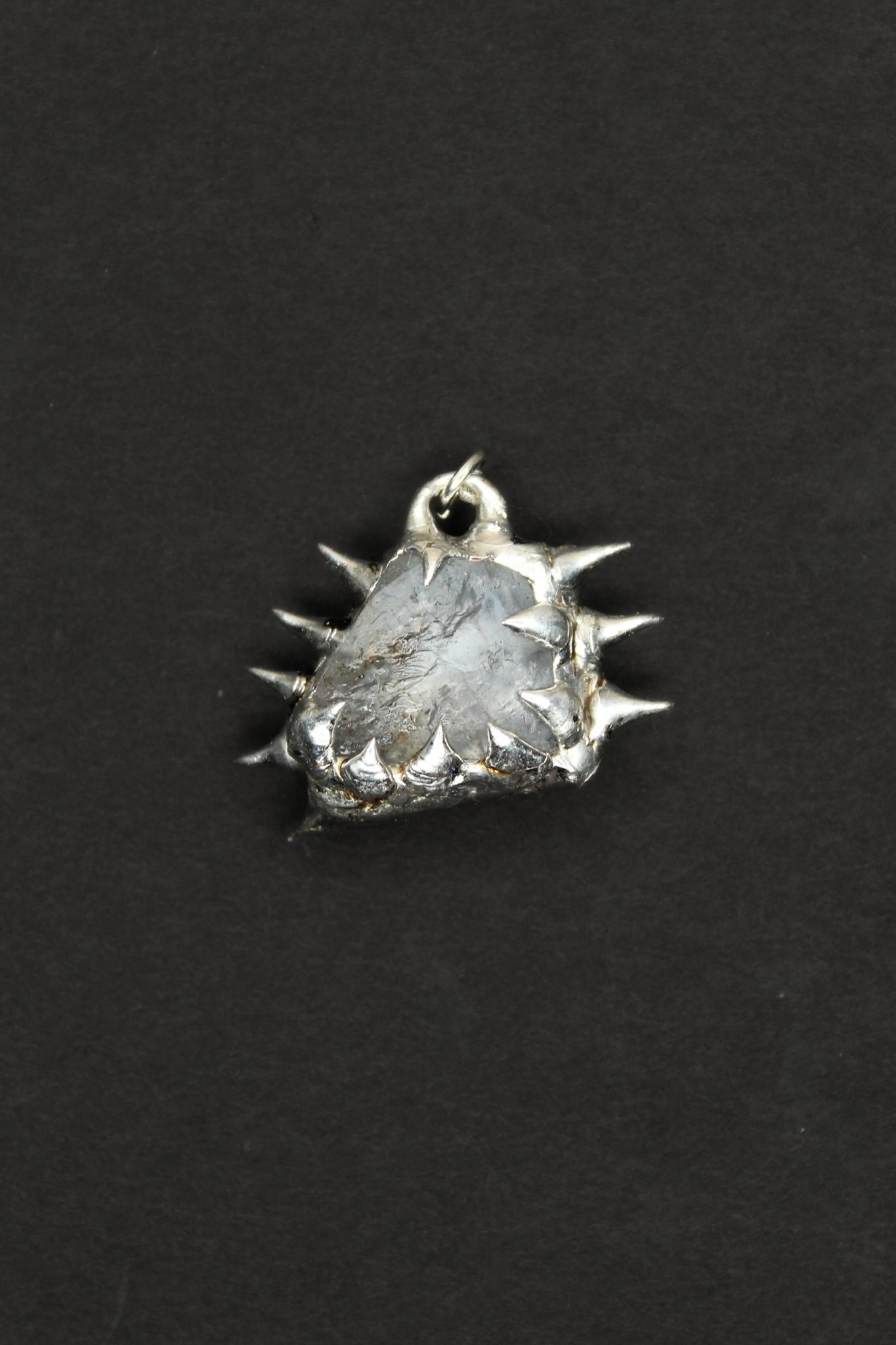 Soft Soldered Spiked Gray Stone Pendant Necklace