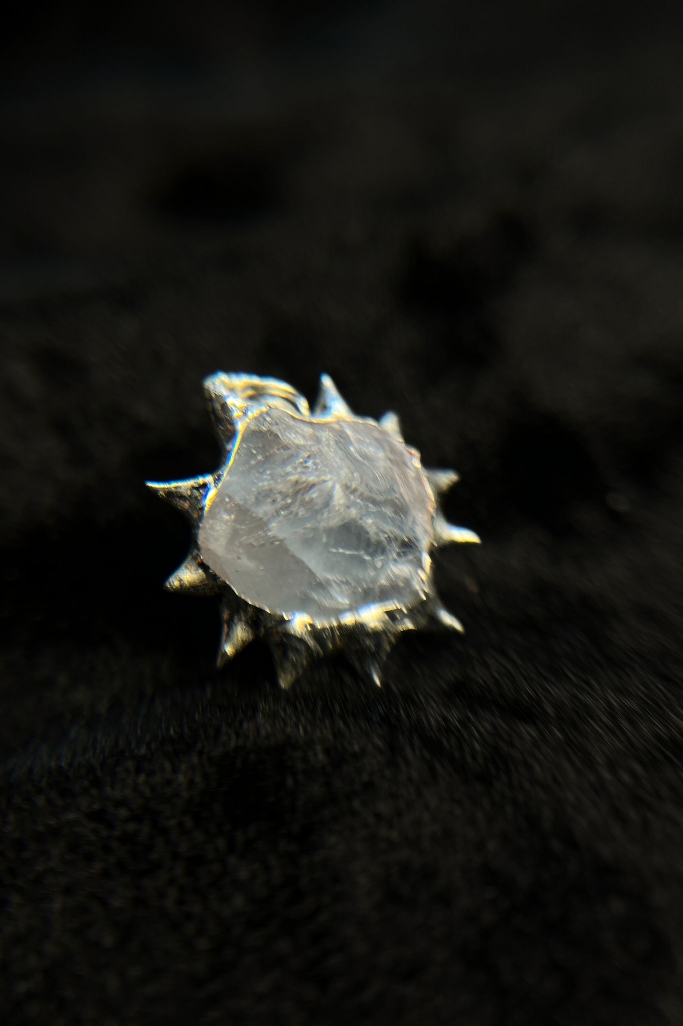 Soft Soldered Spiked Opalescent Stone Pendant Necklace - Image 2