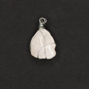 Wire-Wrapped Smooth Rose Quartz Pendant Necklace