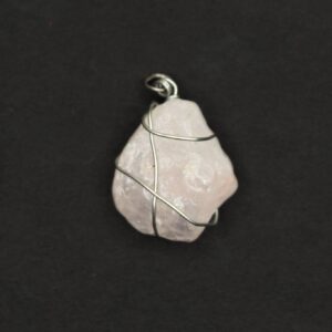 Wire-Wrapped Rose Quartz Pendant Necklace