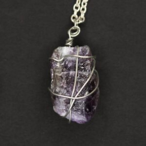 Wire-Wrapped Amethyst Pendant Necklace