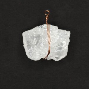 Copper Wire-Wrapped Translucent Crystal Pendant Necklace