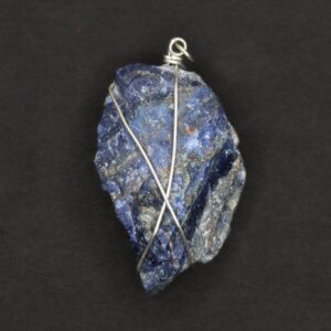 Wire-Wrapped Deep Blue Stone Pendant Necklace