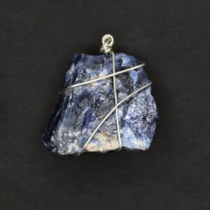 Wire-Wrapped Blue Stone Pendant Necklace