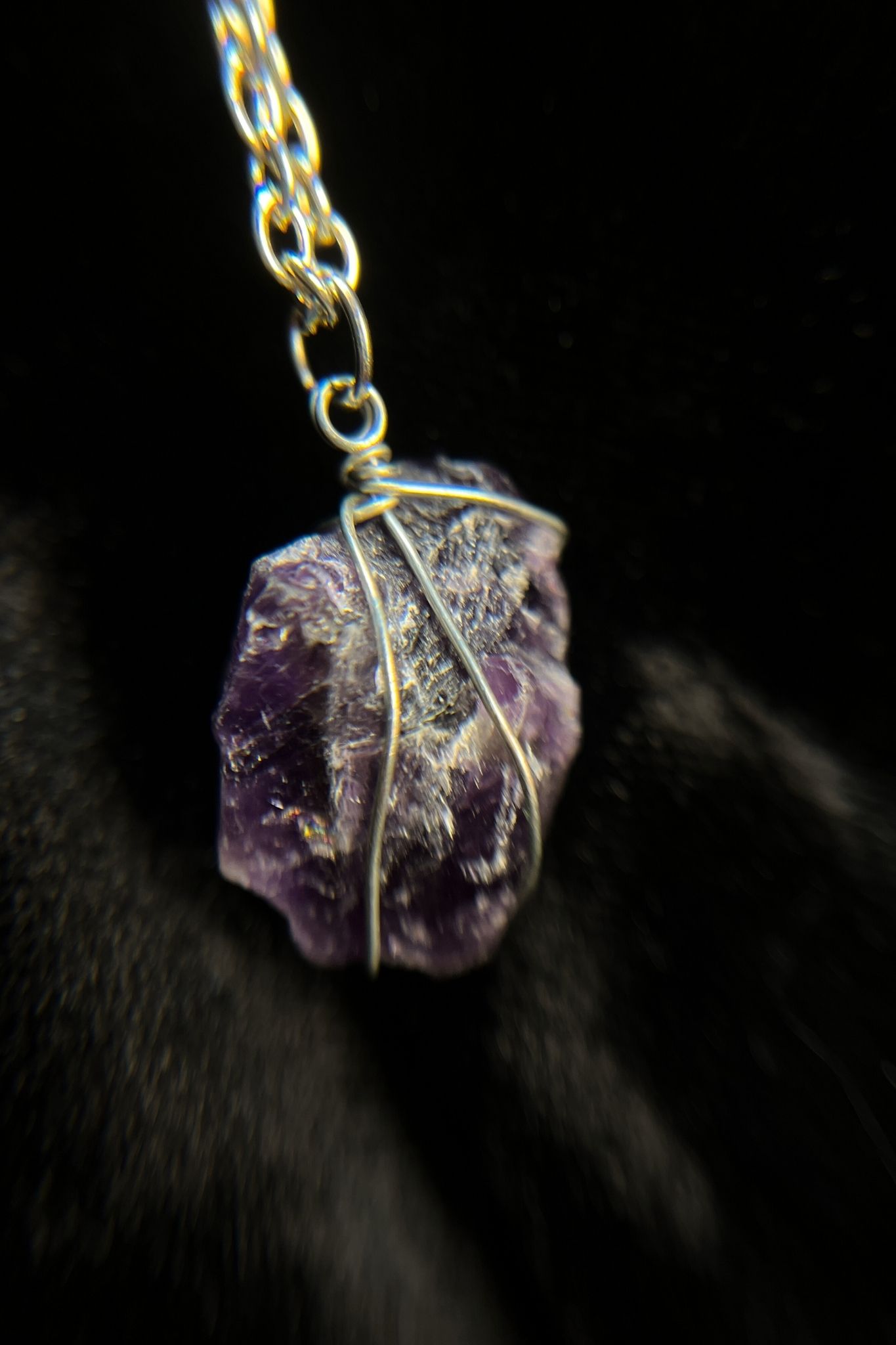 Wire-Wrapped Amethyst Pendant Necklace - Image 3