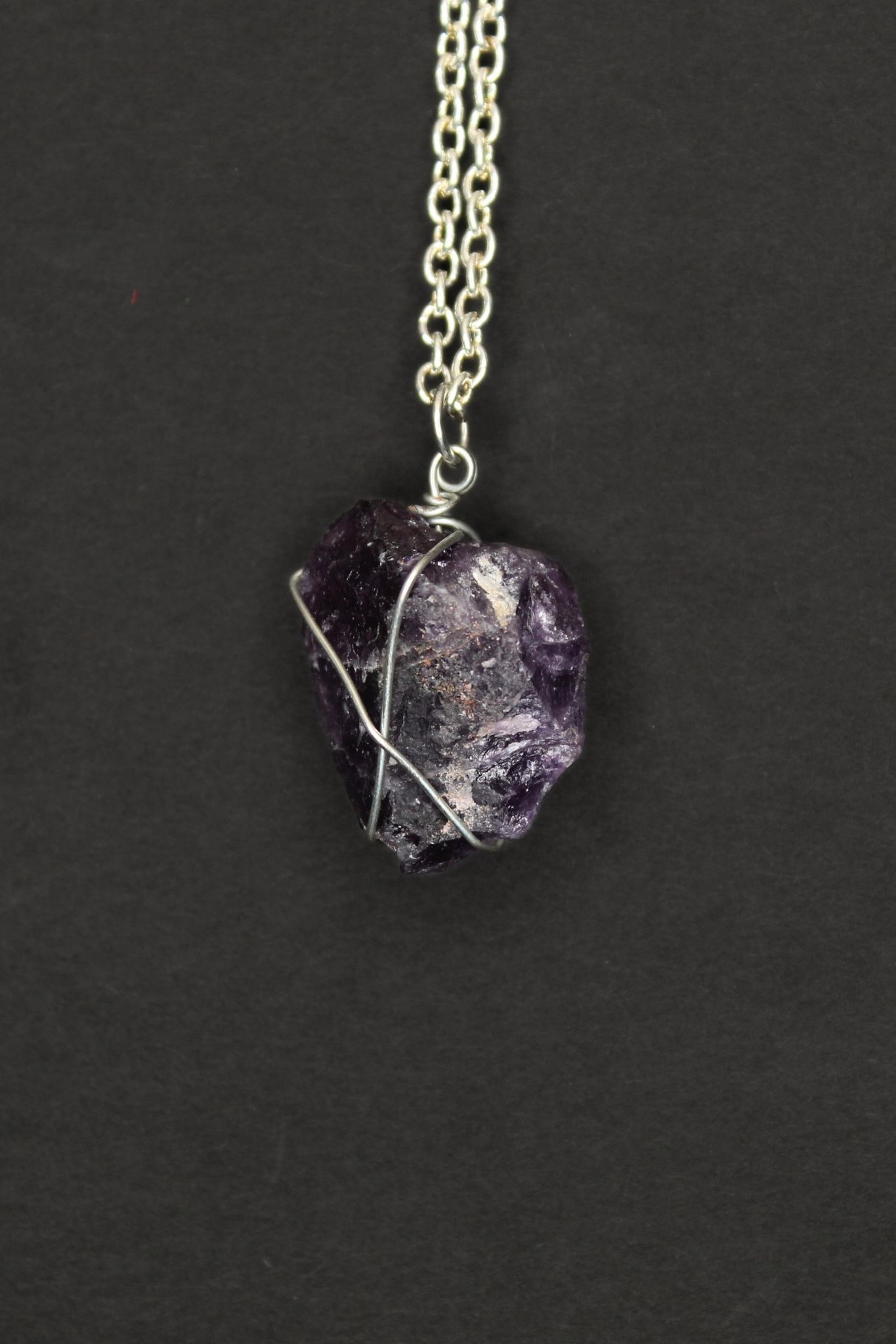 Wire-Wrapped Amethyst Pendant Necklace