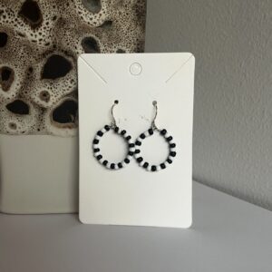 Black & White Bead Hoop Earrings