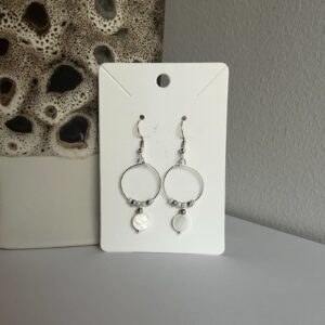 Silver Hoop Earrings with Round Beads