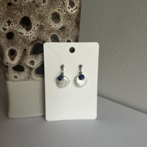 Blue Evil Eye Shell Drop Earrings