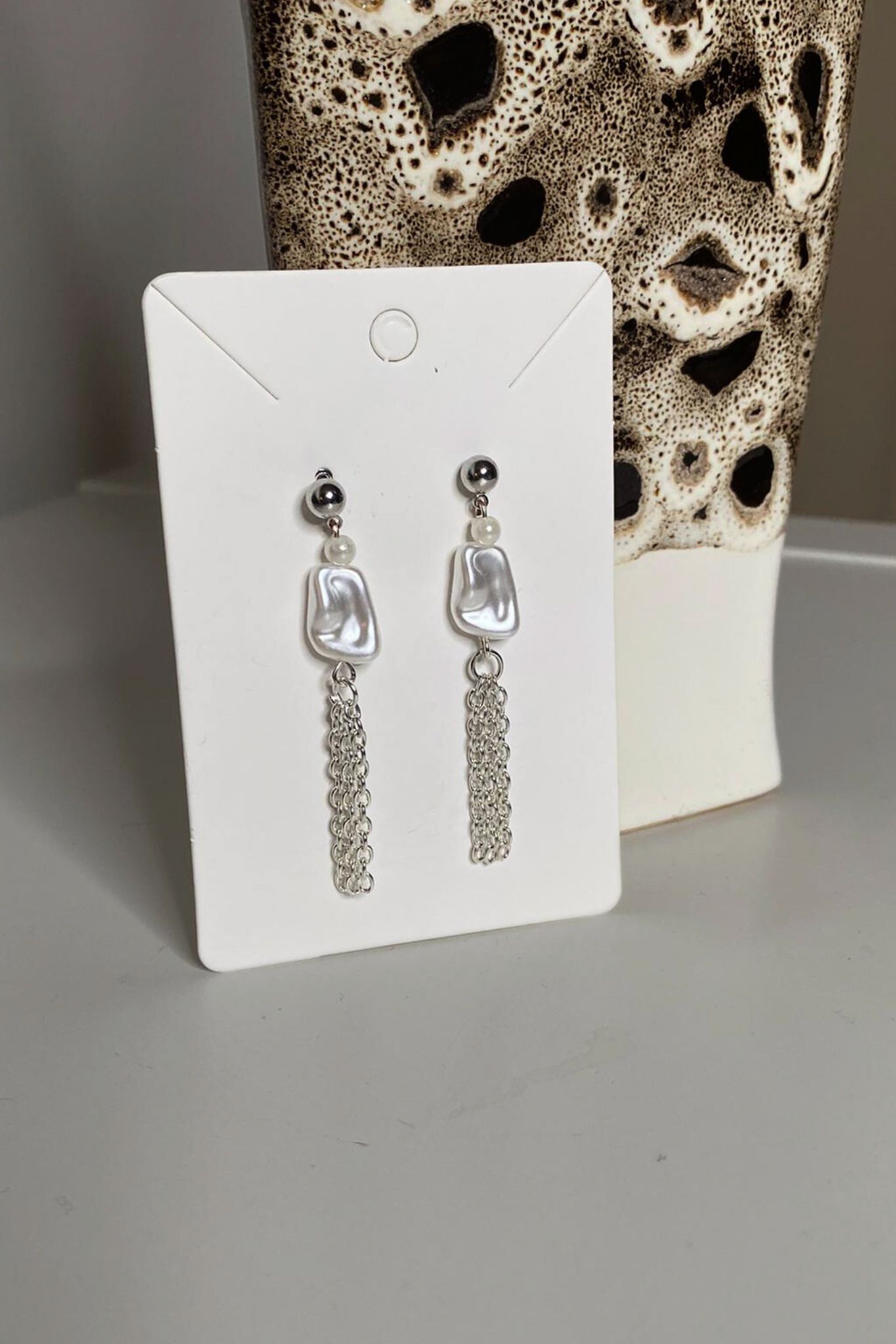 Faux Pearl Chain Earrings